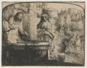 Jesus and Samaritan woman Rembrandt
