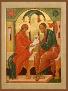 Joachim and Mary in swaddling clothes