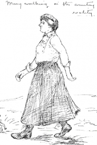 Mary Lawrence in walking clothes